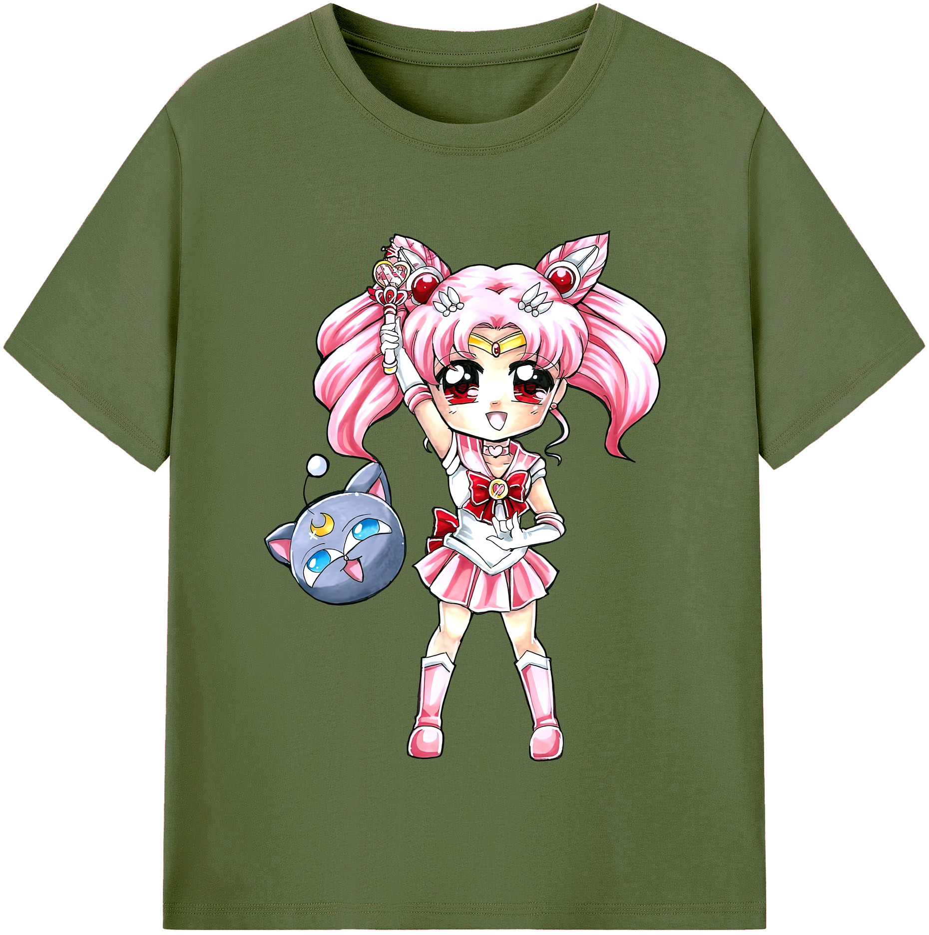 （画像用） 美少女戦士セーラームーン ちびうさ Sailor Moon Chibiusa Tsukino Usagi Small Lady Serenity 綿100％半袖Tシャツ（フロントプリント）